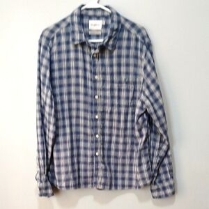 Goodfellow & Co Blue Plaid Long Sleeve Button Down Shirt Men's Size XL